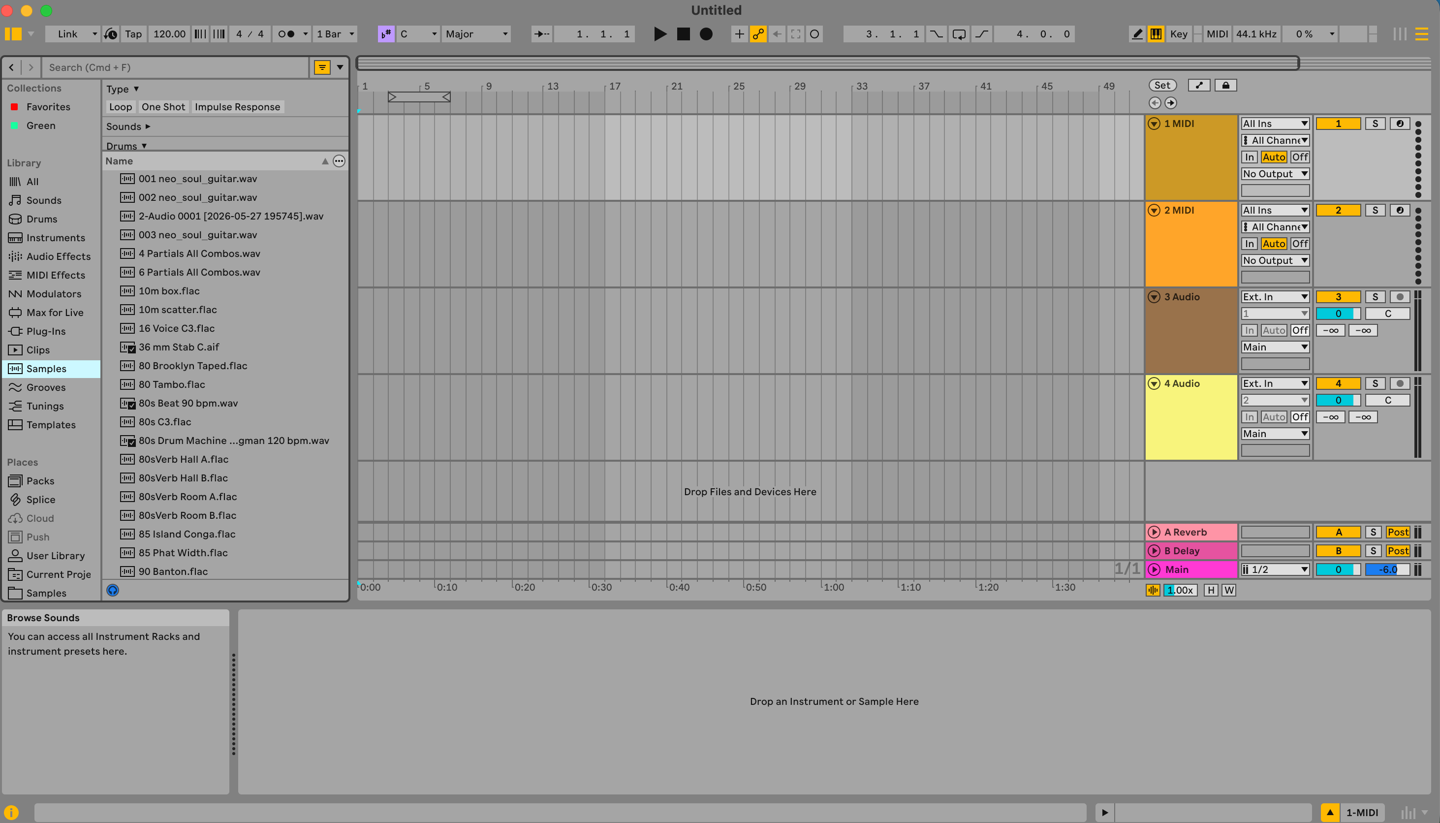 Blank Ableton Live project — empty session